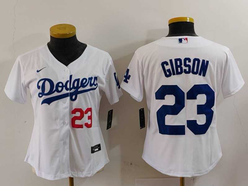 Womens Los Angeles Dodgers #23 Kirk Gibson Number White Cool Base Stitched Jersey